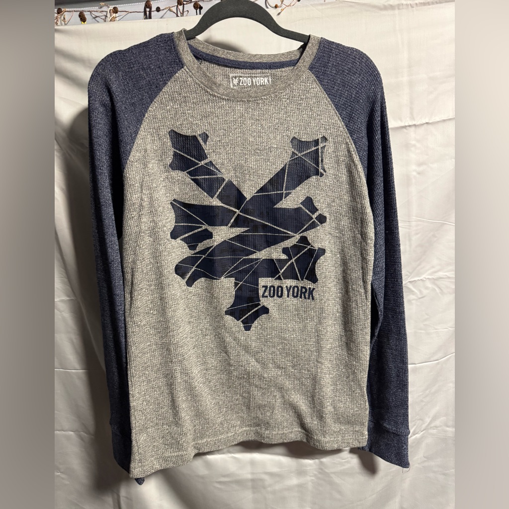 Deadstock Nwt Zoo York Men's Heather Gray And Navy Thermal